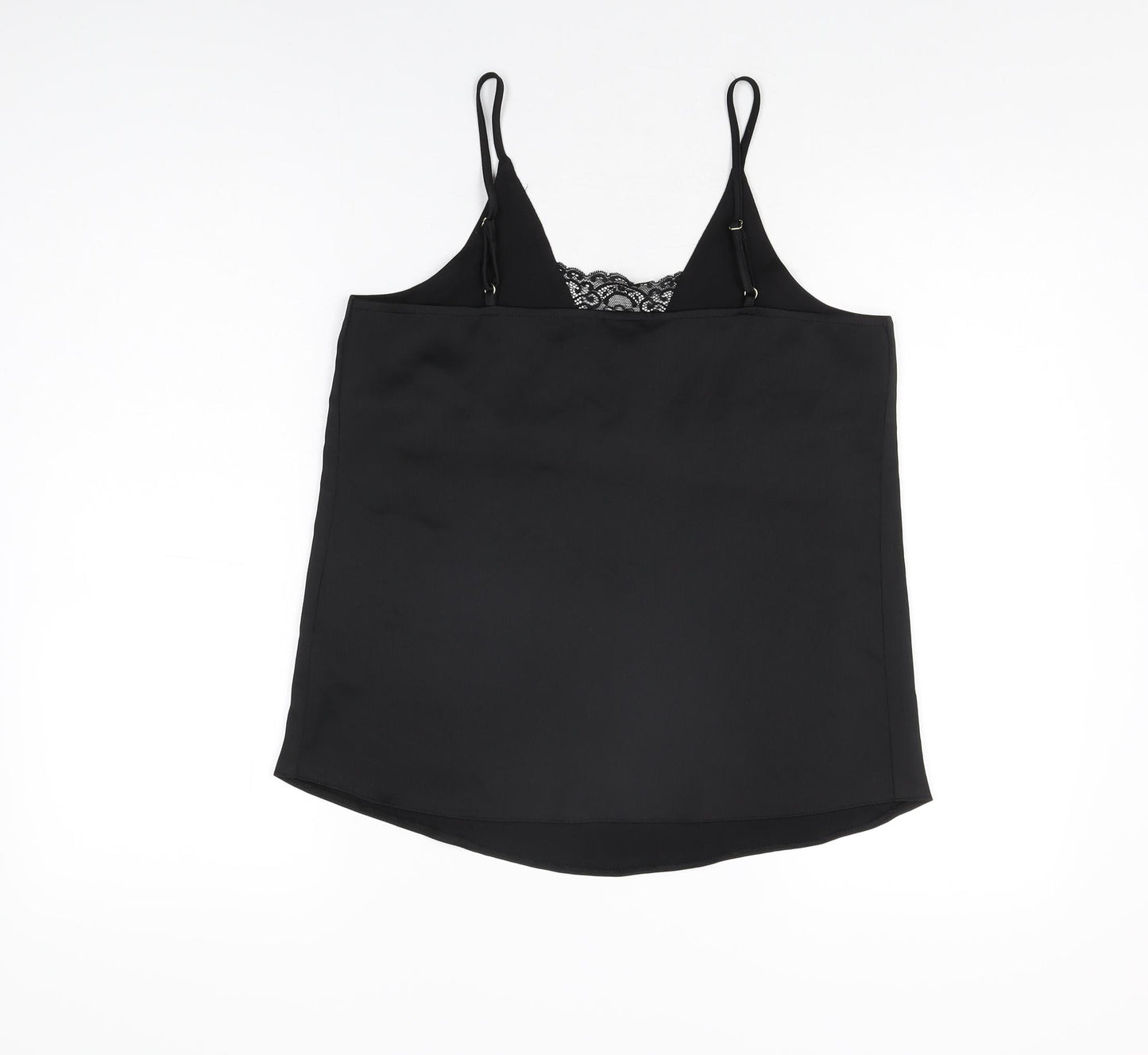 River Island Womens Black Polyester Camisole T-Shirt Size 8 V-Neck