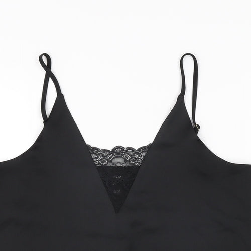 River Island Womens Black Polyester Camisole T-Shirt Size 8 V-Neck
