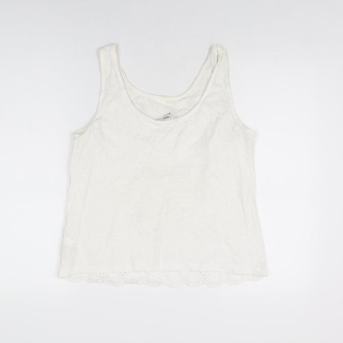 NEXT Womens White Floral Cotton Basic T-Shirt Size 12 Round Neck