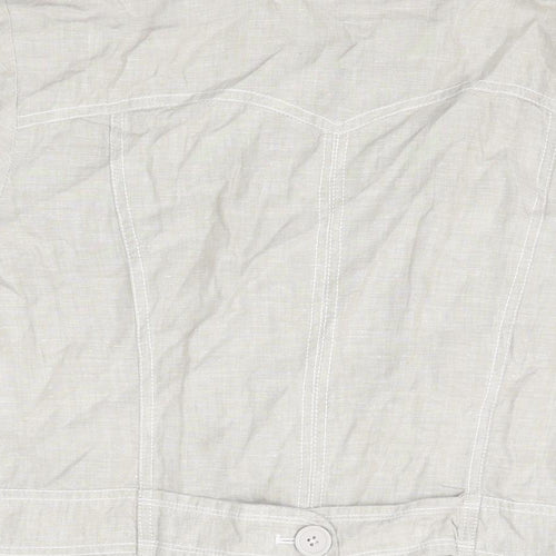 RJR.John Rocha Womens Grey Linen Basic Button-Up Size 18 Collared