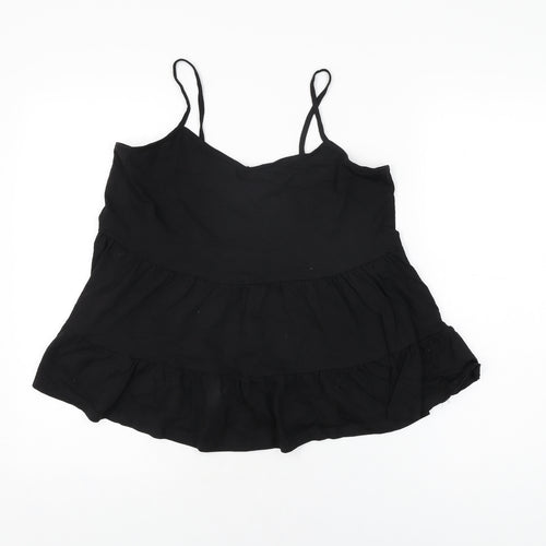 New Look Womens Black Cotton Basic T-Shirt Size 14 V-Neck