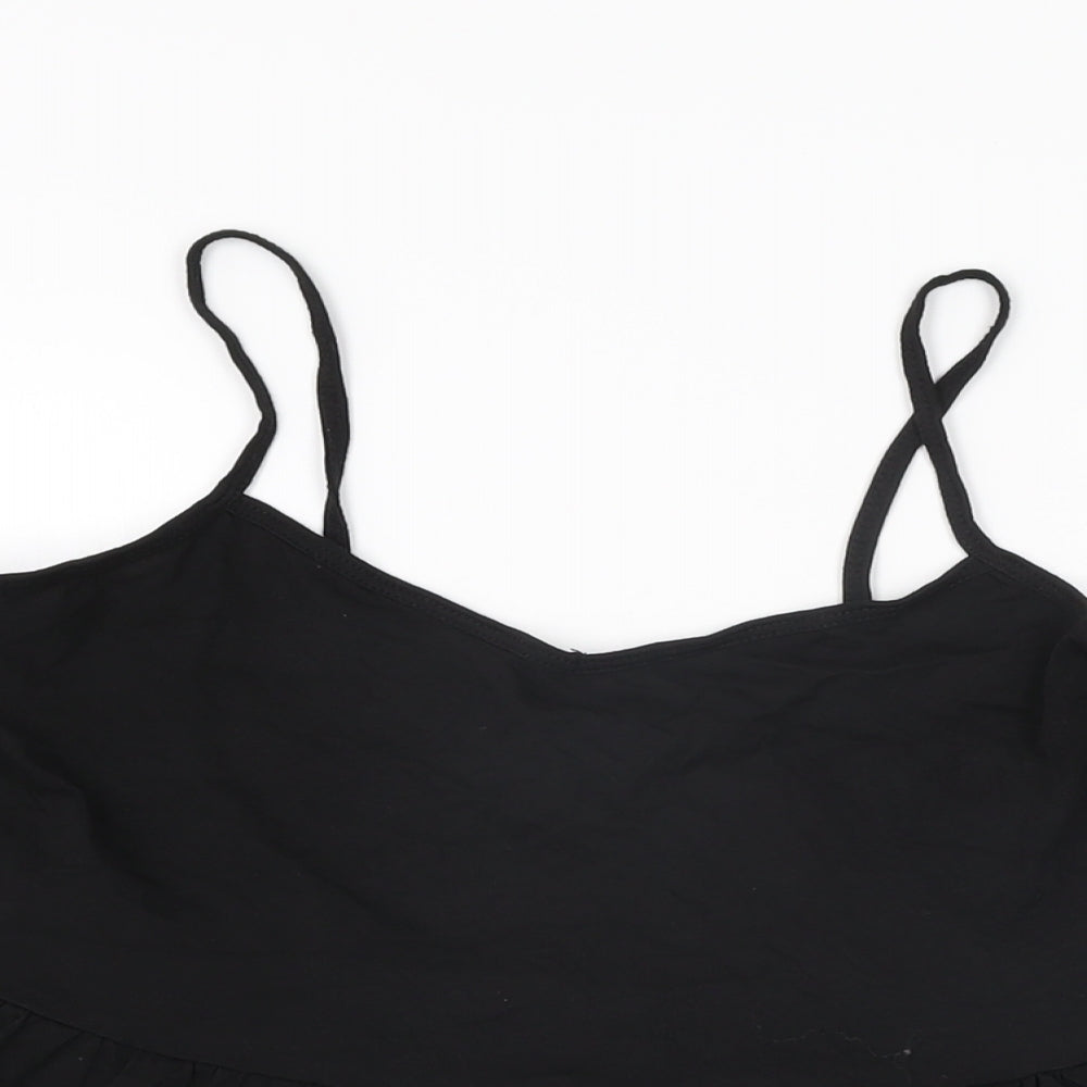 New Look Womens Black Cotton Basic T-Shirt Size 14 V-Neck