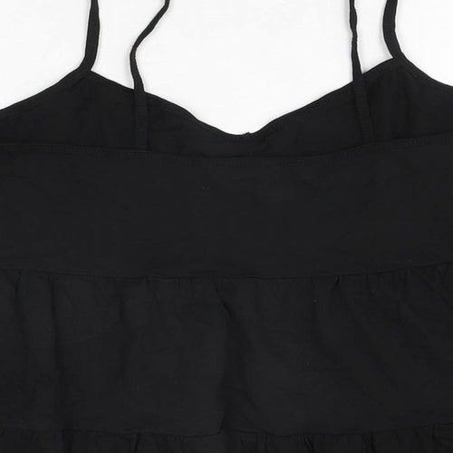 New Look Womens Black Cotton Basic T-Shirt Size 14 V-Neck