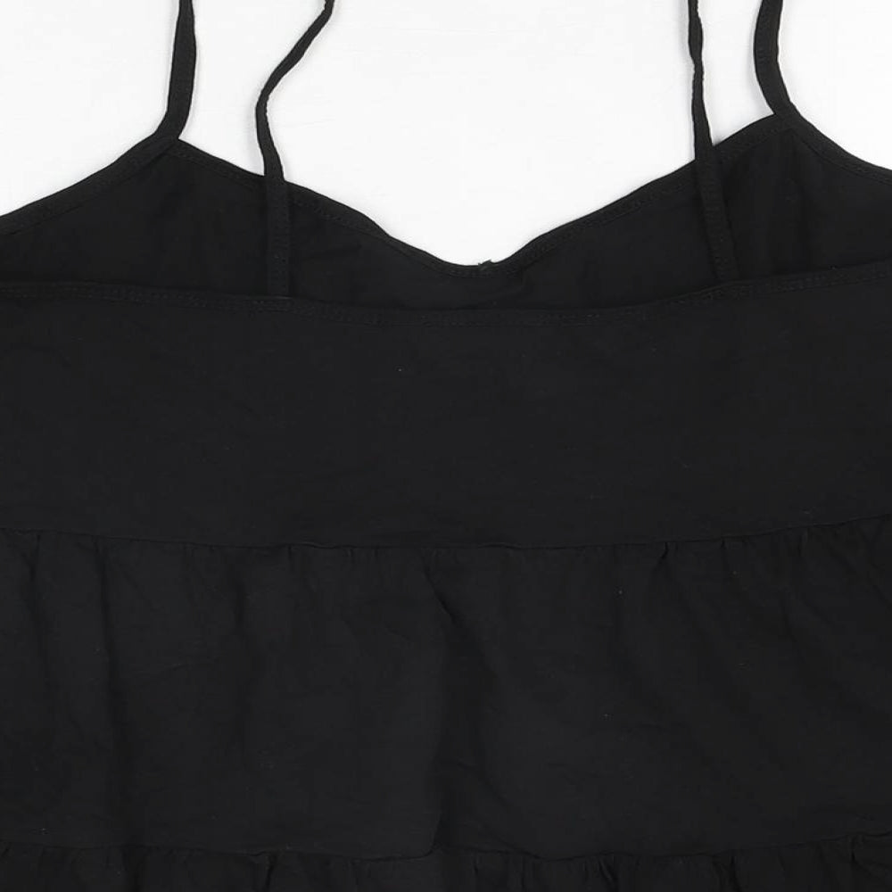 New Look Womens Black Cotton Basic T-Shirt Size 14 V-Neck