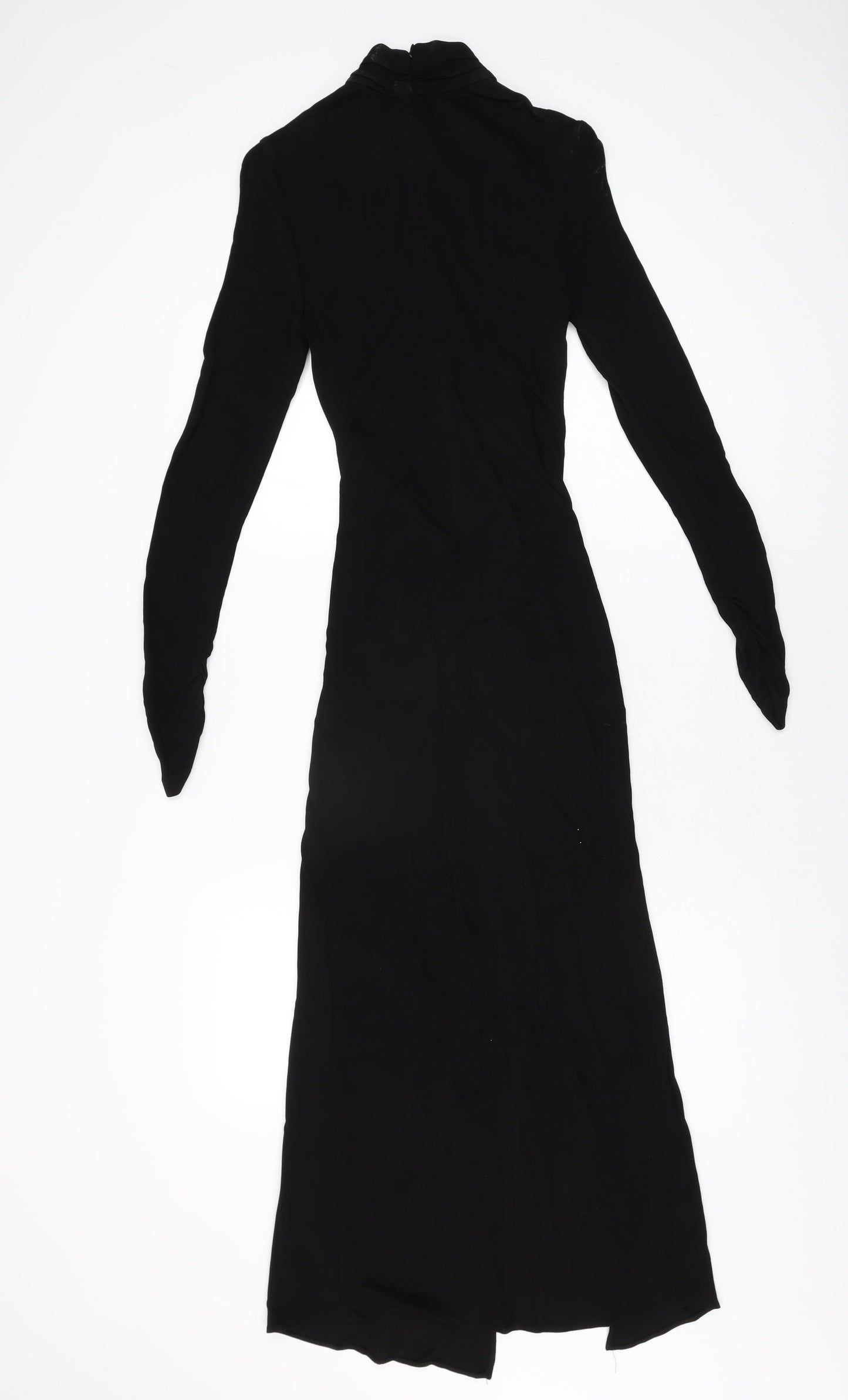 Zara Womens Black Viscose Maxi Size S High Neck Zip