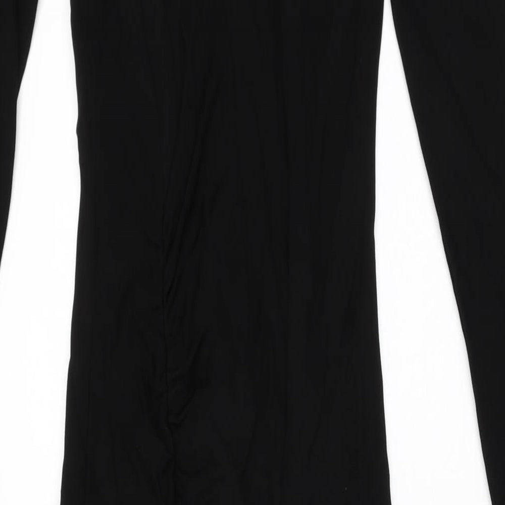 Zara Womens Black Viscose Maxi Size S High Neck Zip