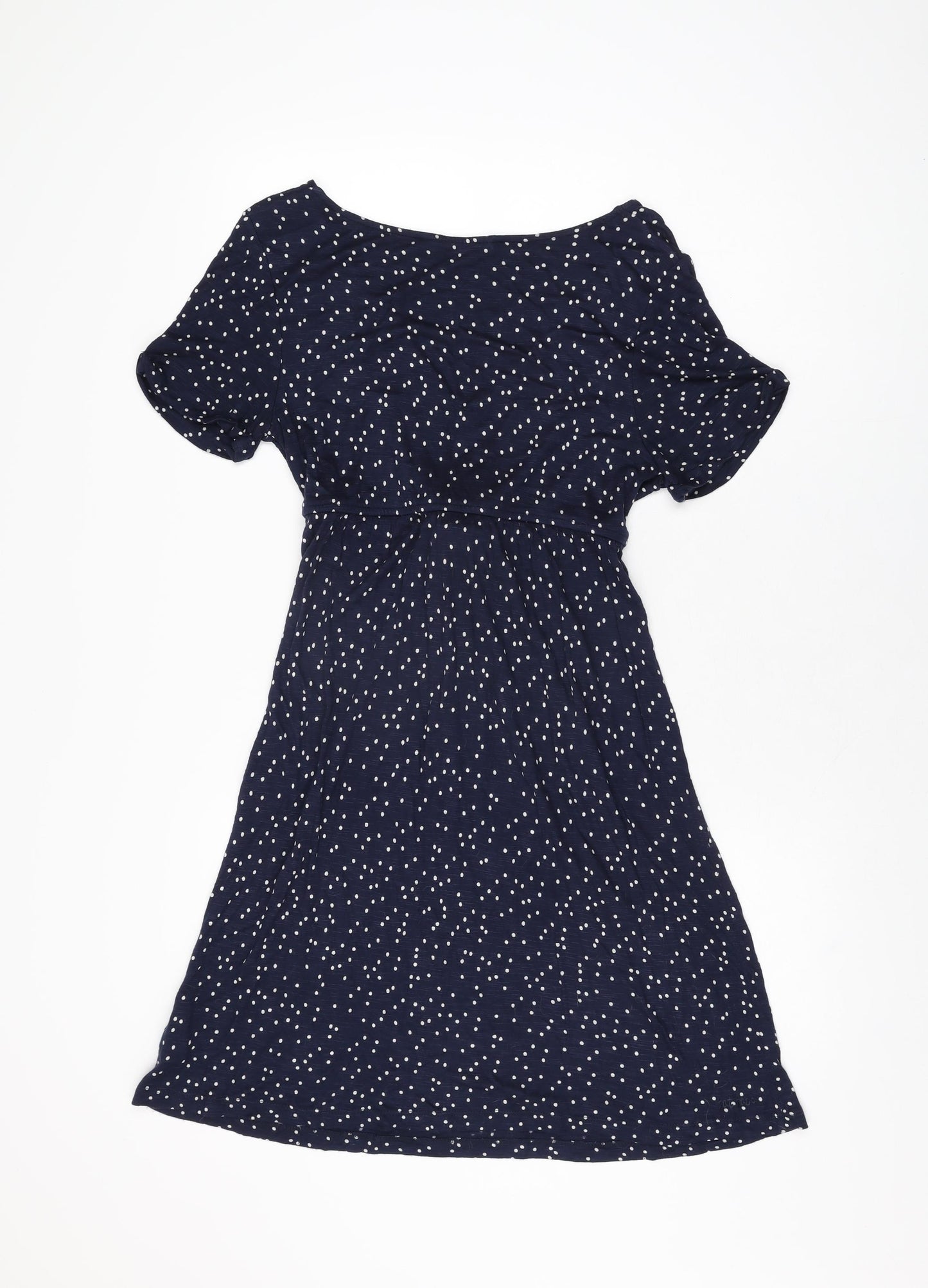 Fat Face Womens Blue Polka Dot Viscose Shift Size 12 V-Neck Pullover