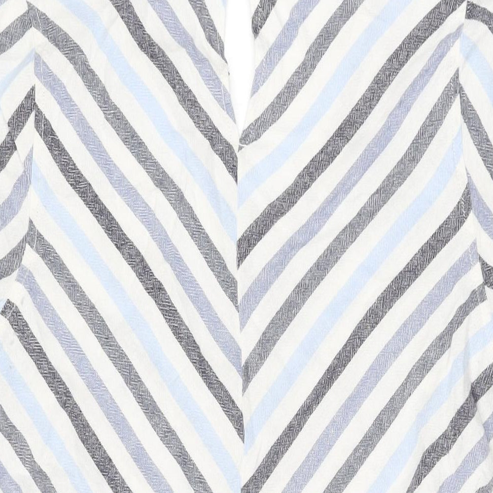 NEXT Womens White Striped Linen Shift Size 12 V-Neck Button