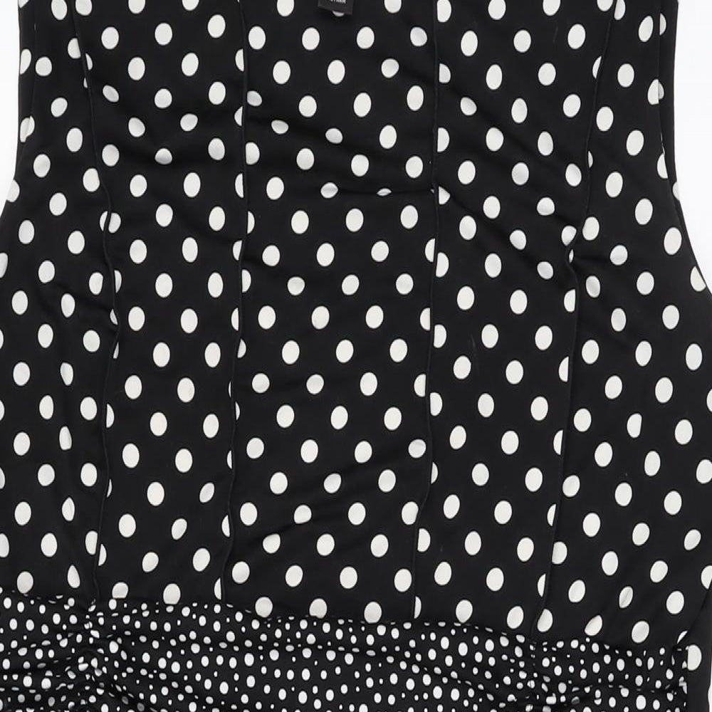 Perceptions Womens Black Polka Dot Polyester A-Line Size XL Round Neck Pullover