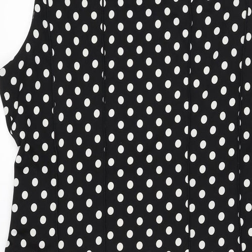 Perceptions Womens Black Polka Dot Polyester A-Line Size XL Round Neck Pullover