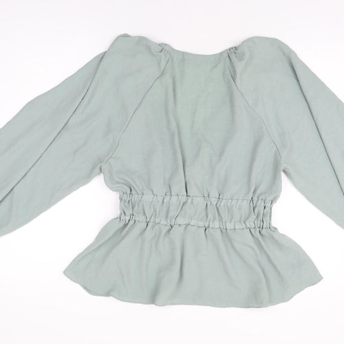 ASOS Womens Green Polyester Basic Blouse Size 14 V-Neck