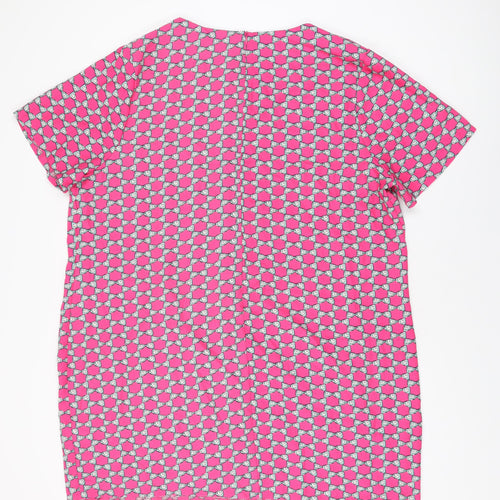 New Look Womens Pink Geometric Polyester Basic Blouse Size 24 Round Neck