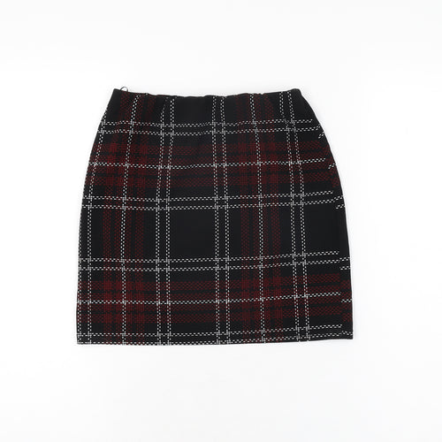 New Look Womens Black Plaid Polyester Mini Skirt Size 10