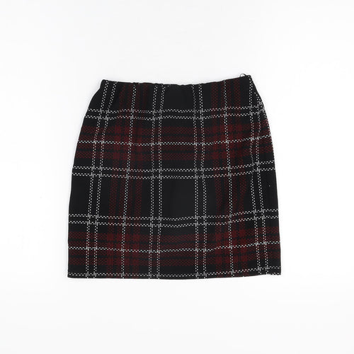 New Look Womens Black Plaid Polyester Mini Skirt Size 10