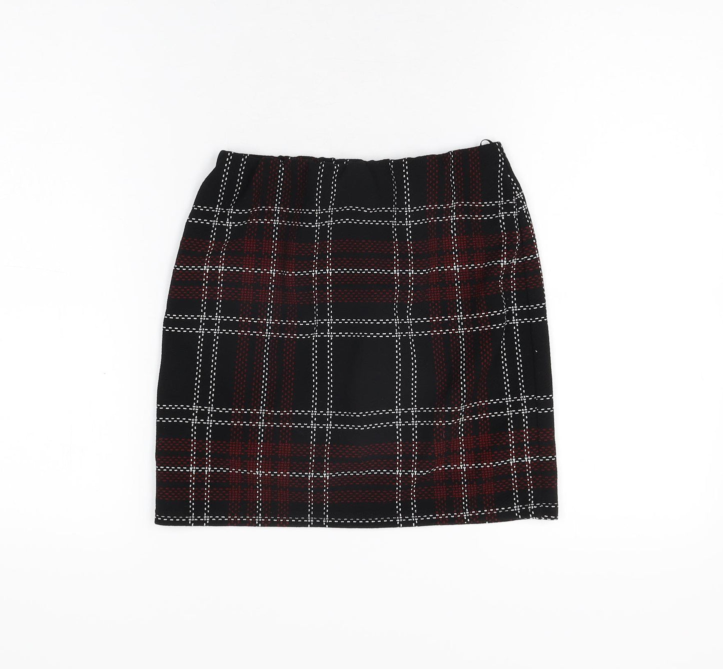 New Look Womens Black Plaid Polyester Mini Skirt Size 10