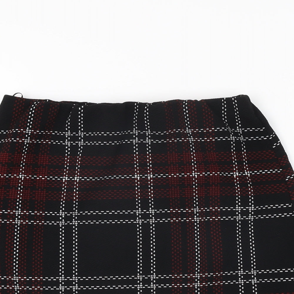 New Look Womens Black Plaid Polyester Mini Skirt Size 10