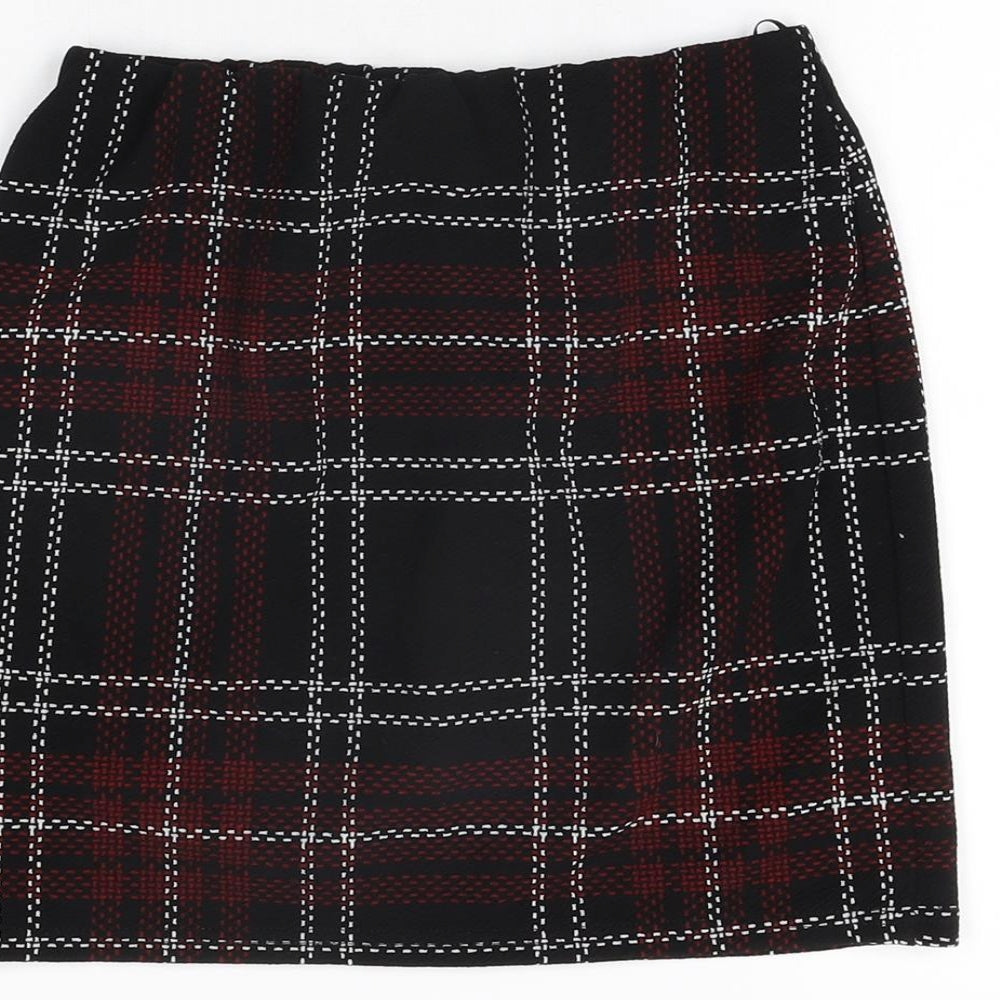 New Look Womens Black Plaid Polyester Mini Skirt Size 10
