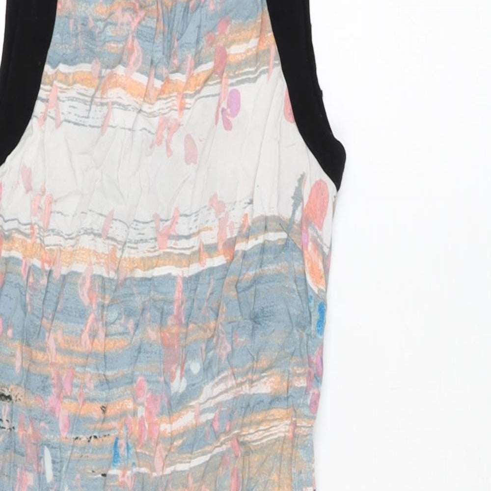 Warehouse Womens Multicoloured Geometric Polyester Shift Size 6 Round Neck Button