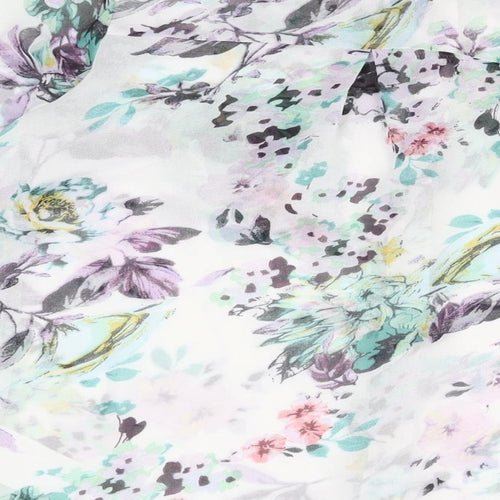 Pink Soda Womens White Floral Polyester Basic Button-Up Size 8 Collared