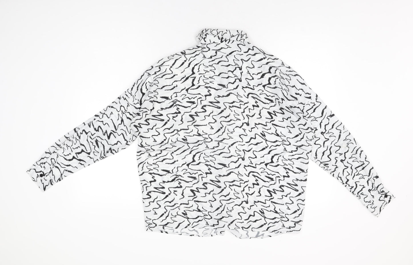 ASOS Womens White Geometric Polyester Basic Button-Up Size 8 Collared