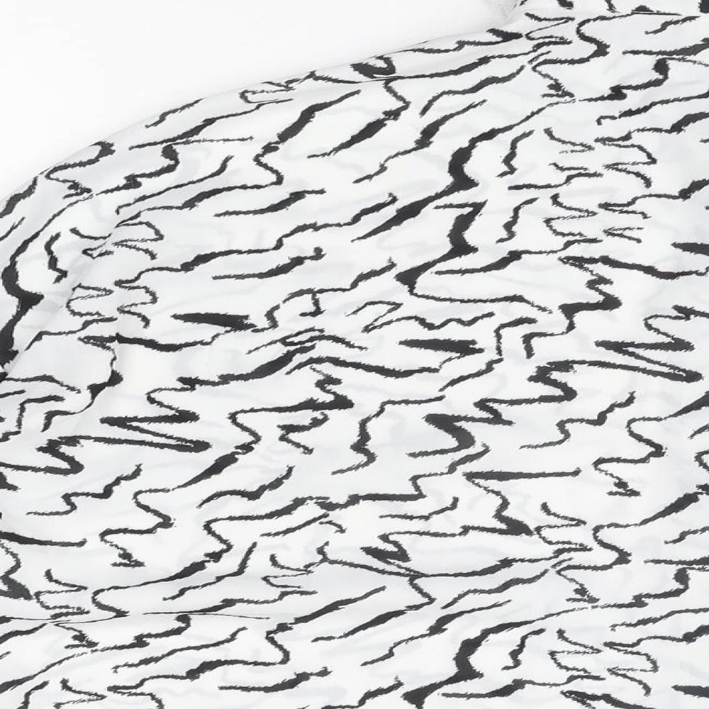 ASOS Womens White Geometric Polyester Basic Button-Up Size 8 Collared