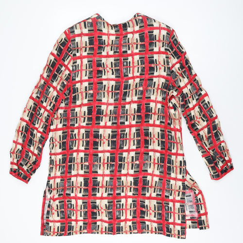 TOD BARRY Womens Multicoloured Geometric Viscose Basic Button-Up Size 16 V-Neck