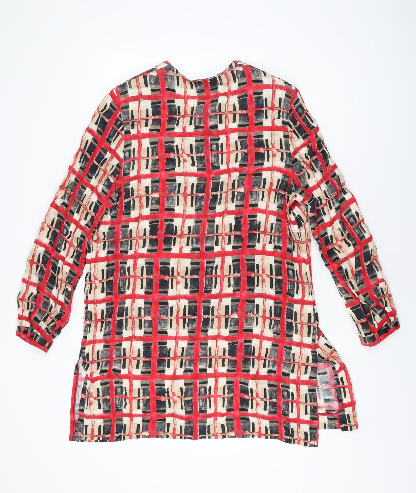 TOD BARRY Womens Multicoloured Geometric Viscose Basic Button-Up Size 16 V-Neck