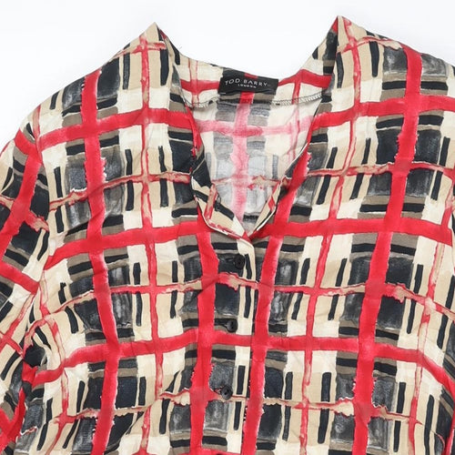 TOD BARRY Womens Multicoloured Geometric Viscose Basic Button-Up Size 16 V-Neck