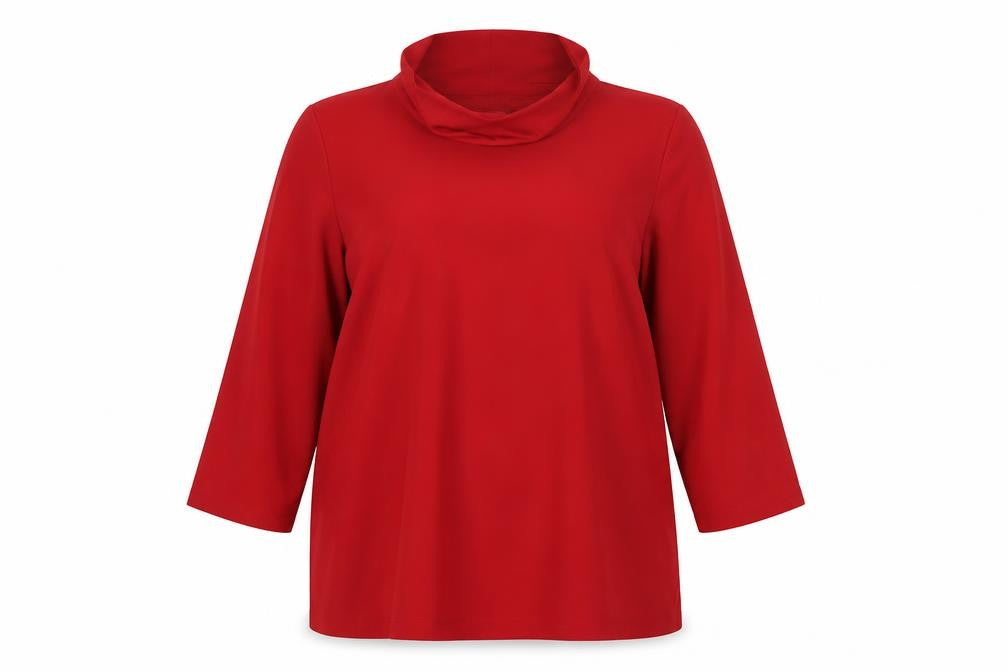 TOD BARRY Womens Red Polyester Basic Blouse Size 16 High Neck
