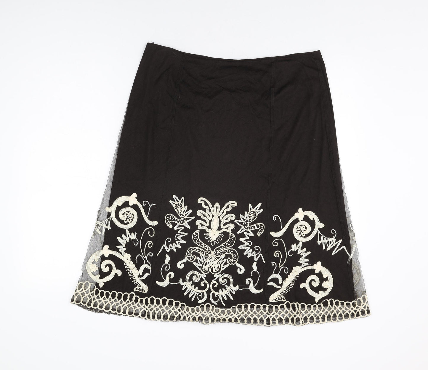 Precis Womens Brown Floral Polyester Swing Skirt Size 16 Zip