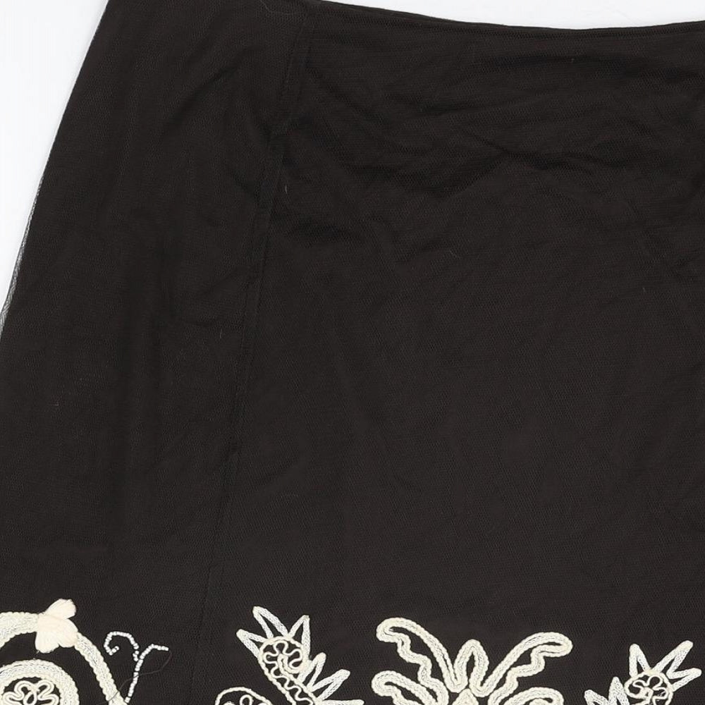 Precis Womens Brown Floral Polyester Swing Skirt Size 16 Zip