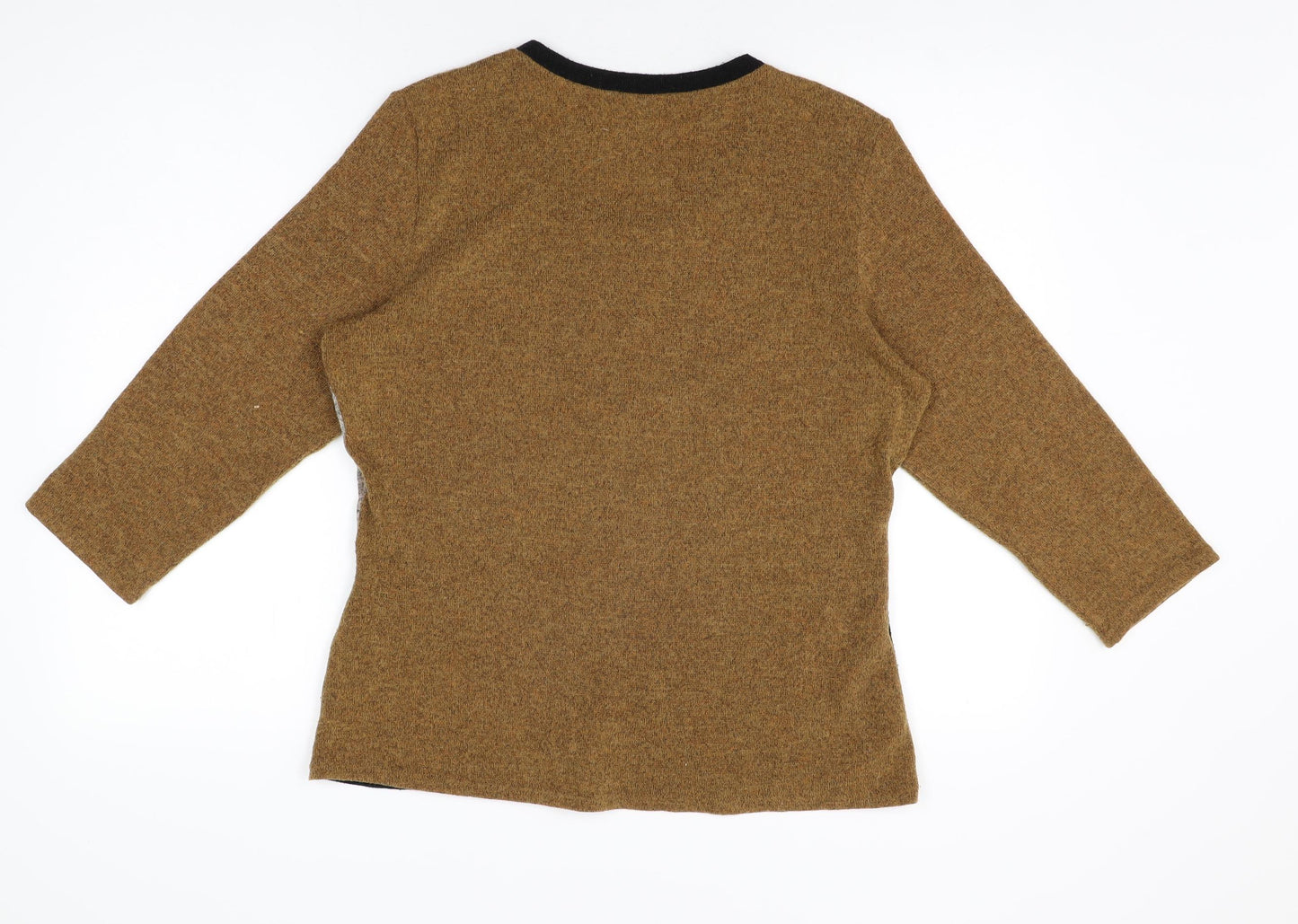 Jenny Loyd Womens Yellow Geometric Polyester Basic T-Shirt Size 16 Round Neck