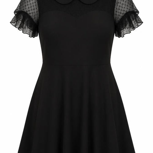Allegra K Womens Black Polyester Skater Dress Size L Collared Zip