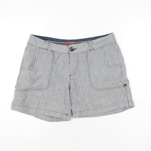 Denim Co Womens Blue Striped Cotton Basic Shorts Size 12 L3 in Regular Zip