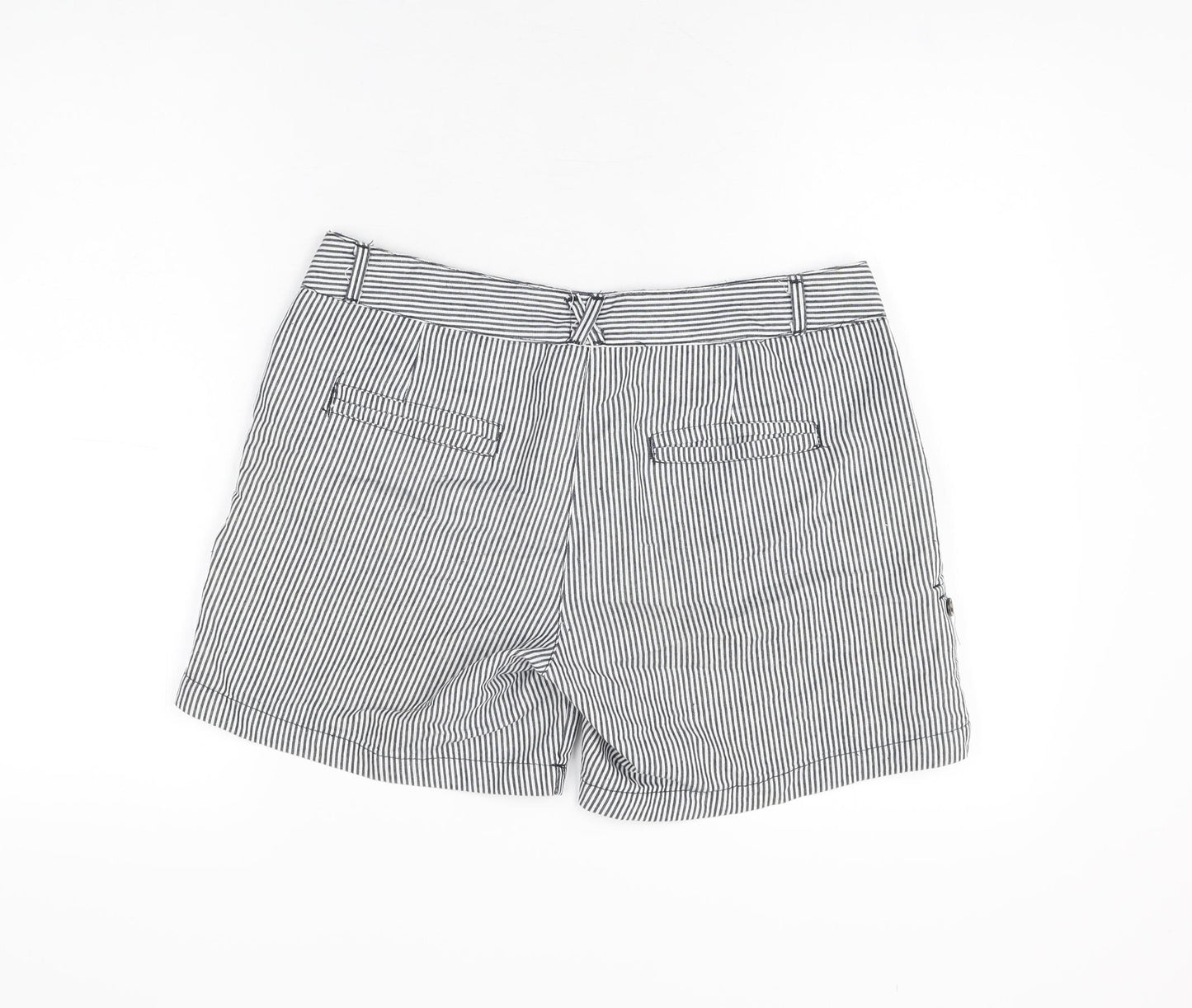 Denim Co Womens Blue Striped Cotton Basic Shorts Size 12 L3 in Regular Zip