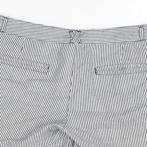 Denim Co Womens Blue Striped Cotton Basic Shorts Size 12 L3 in Regular Zip