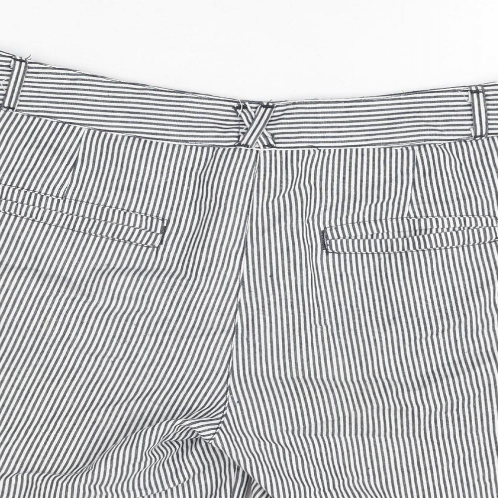 Denim Co Womens Blue Striped Cotton Basic Shorts Size 12 L3 in Regular Zip