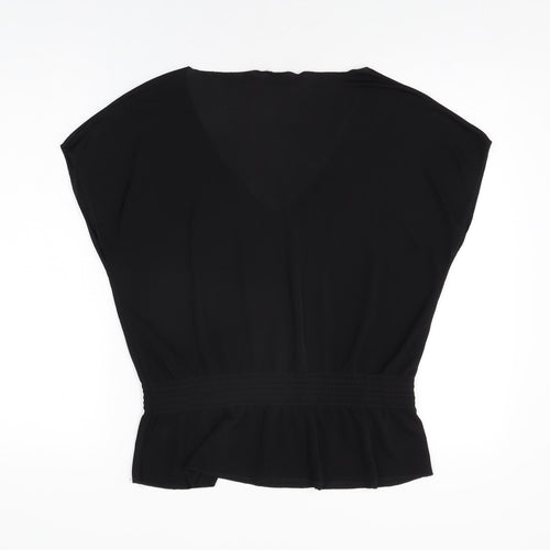 New Look Womens Black Polyester Basic T-Shirt Size 18 V-Neck