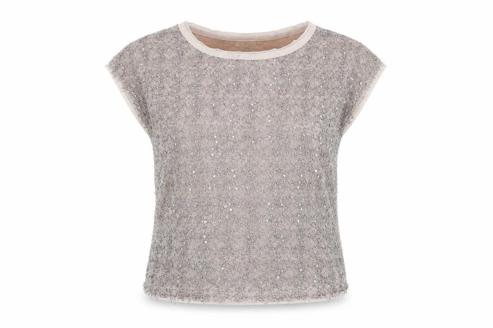 Front view of Silence + Noise women’s grey polyester basic t-shirt, size XS, round neck