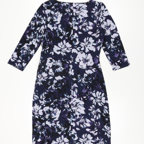 Kaliko Womens Blue Floral Polyester Bodycon Size 10 Round Neck Pullover