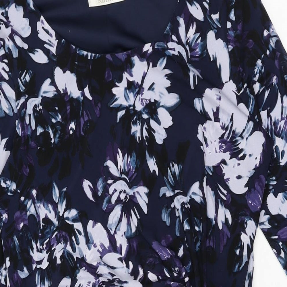 Kaliko Womens Blue Floral Polyester Bodycon Size 10 Round Neck Pullover