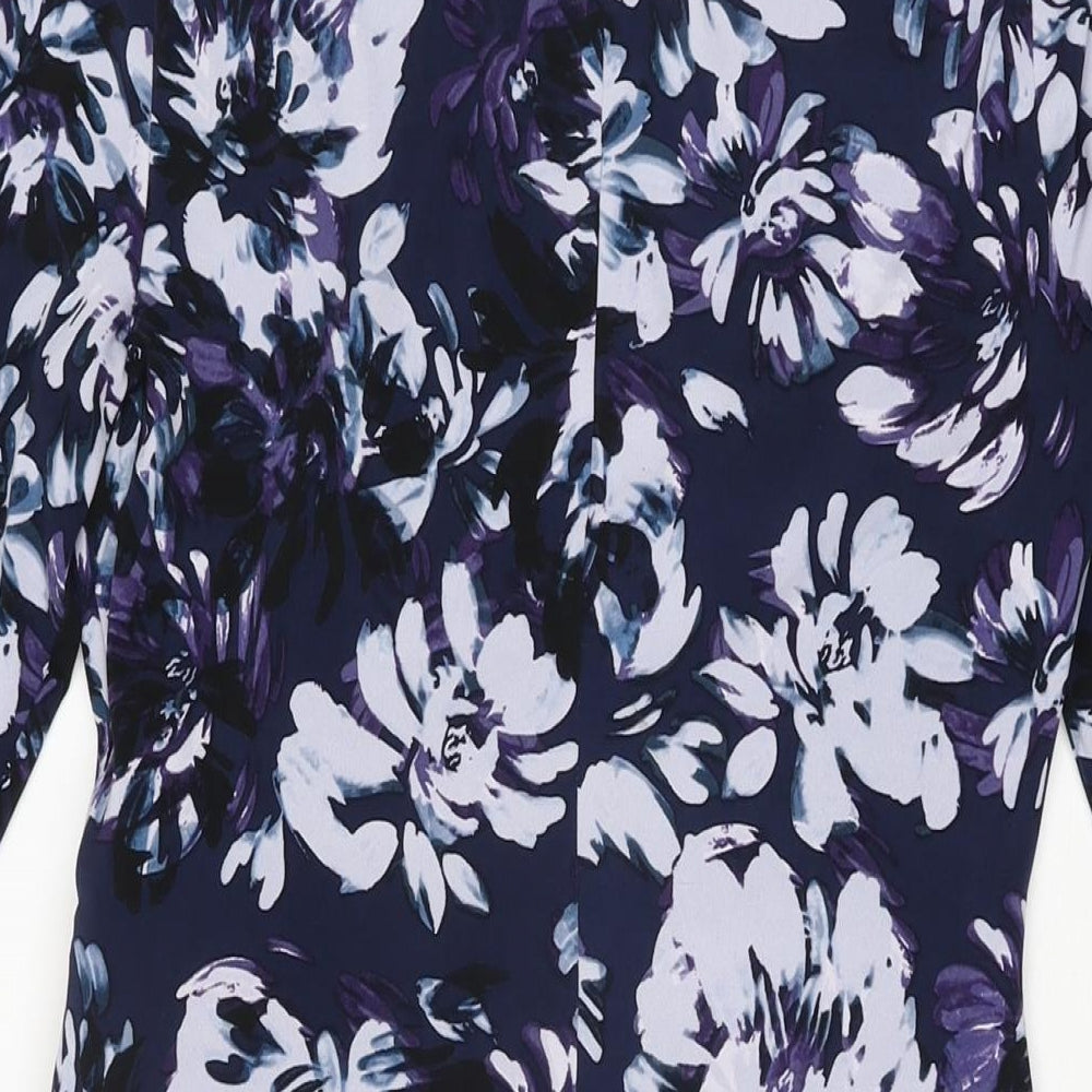 Kaliko Womens Blue Floral Polyester Bodycon Size 10 Round Neck Pullover