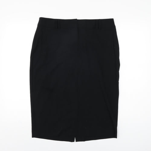 Marks and Spencer Womens Black Polyester Straight & Pencil Skirt Size 14 Zip