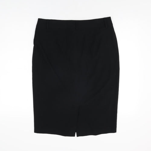 Marks and Spencer Womens Black Polyester Straight & Pencil Skirt Size 14 Zip