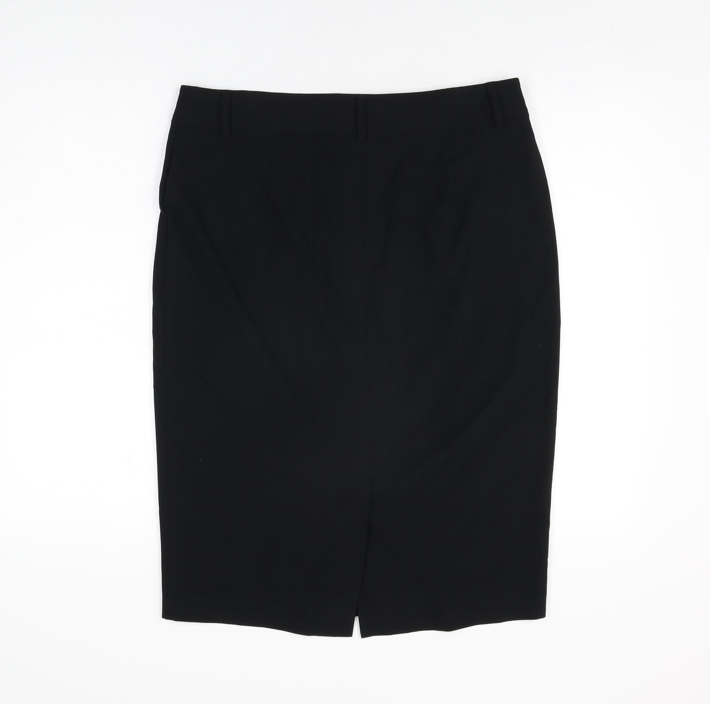 Marks and Spencer Womens Black Polyester Straight & Pencil Skirt Size 14 Zip