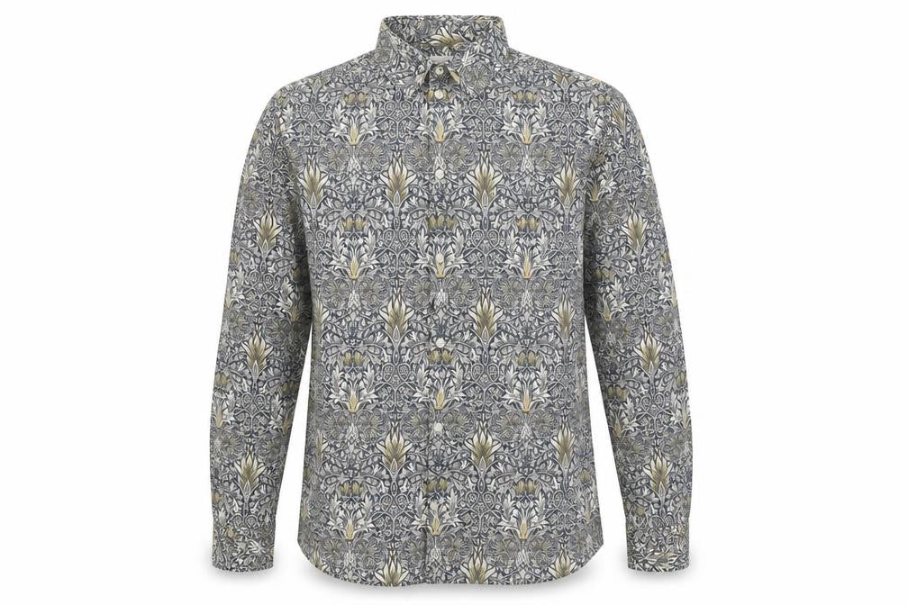 H&M Mens Multicoloured Geometric Lyocell Button-Up Size M Collared Button
