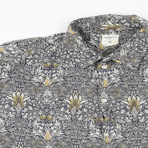 H&M Mens Multicoloured Geometric Lyocell Button-Up Size M Collared Button