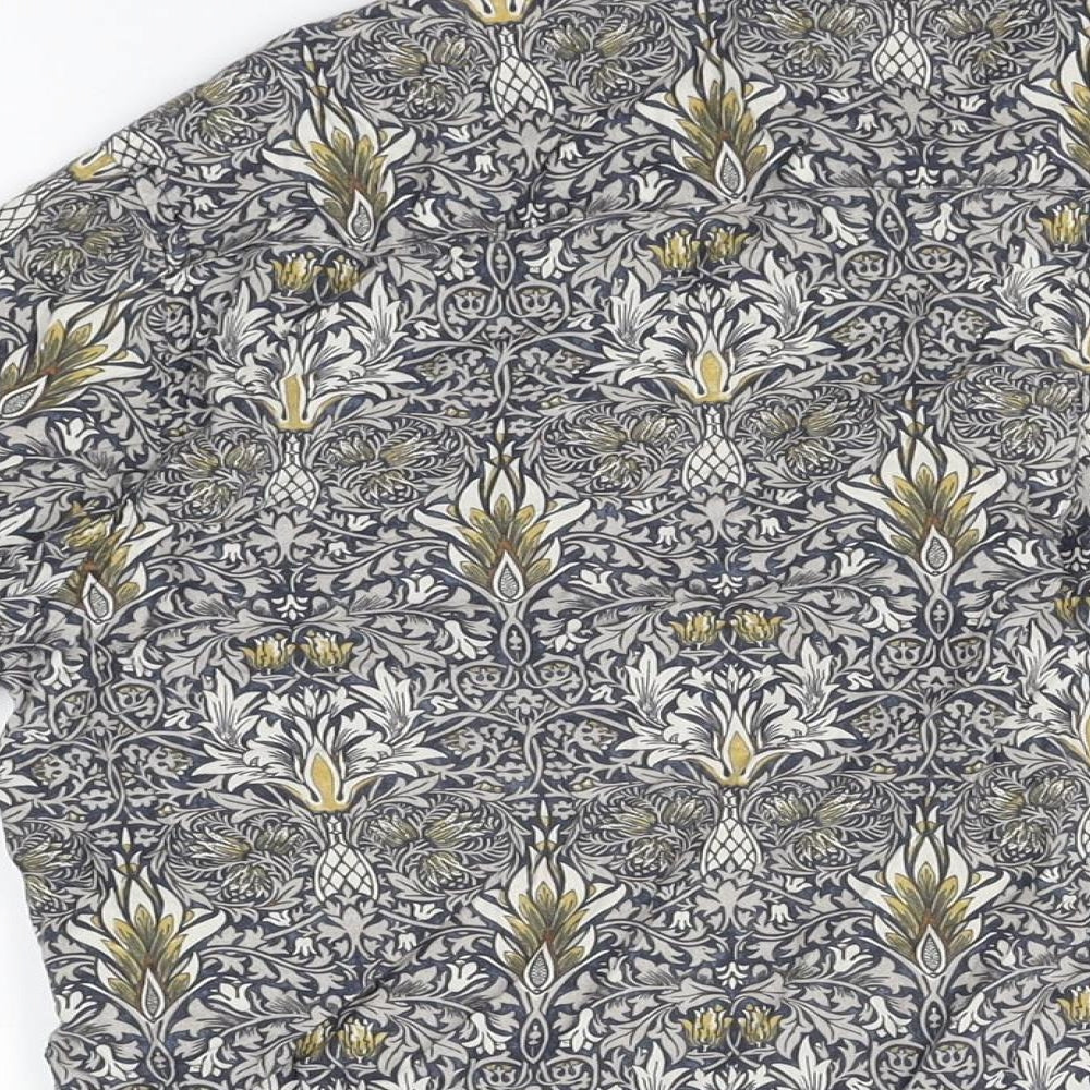 H&M Mens Multicoloured Geometric Lyocell Button-Up Size M Collared Button