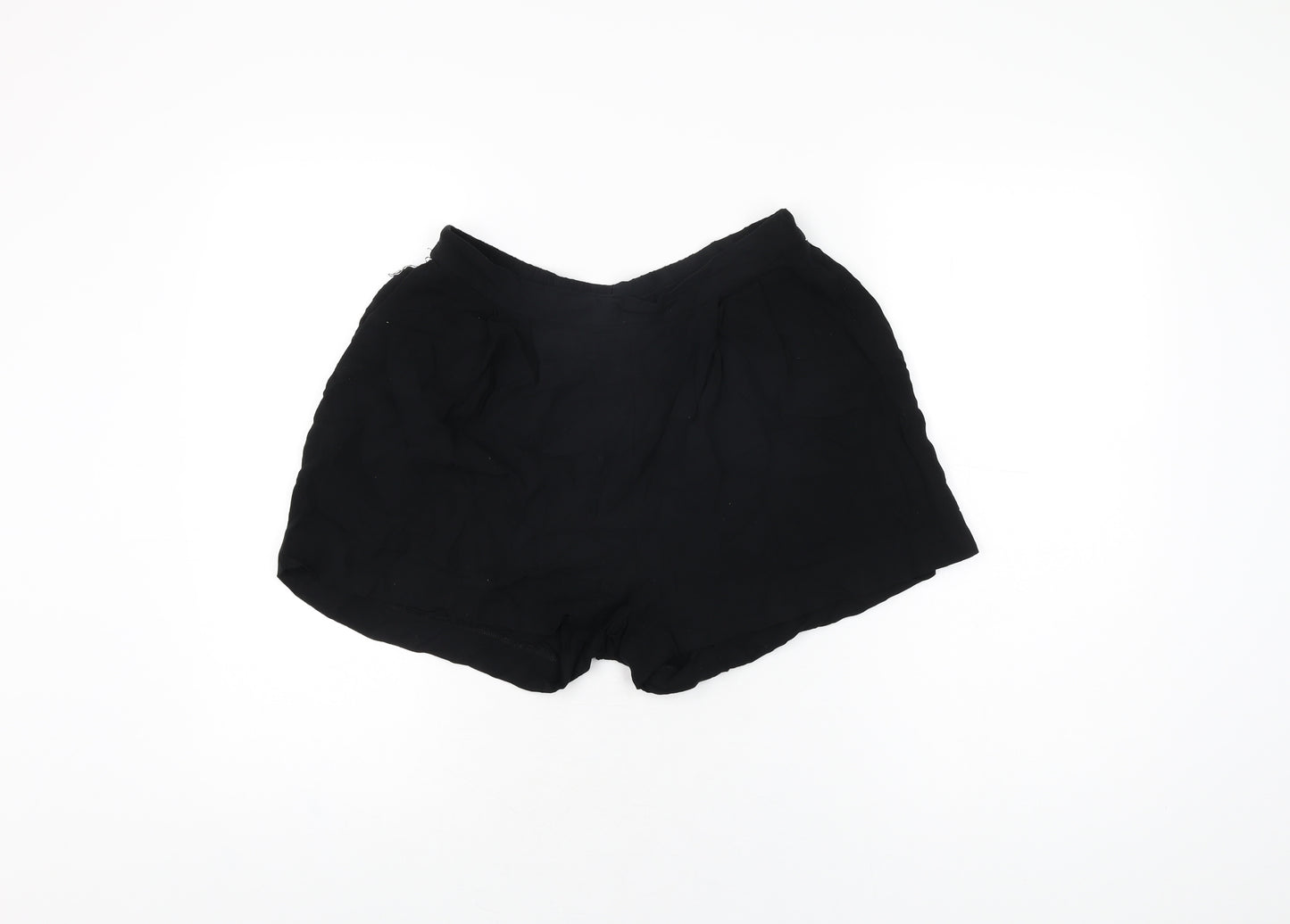 H&M Womens Black Viscose Basic Shorts Size 10 L3 in Regular Pull On