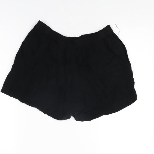 H&M Womens Black Viscose Basic Shorts Size 10 L3 in Regular Pull On